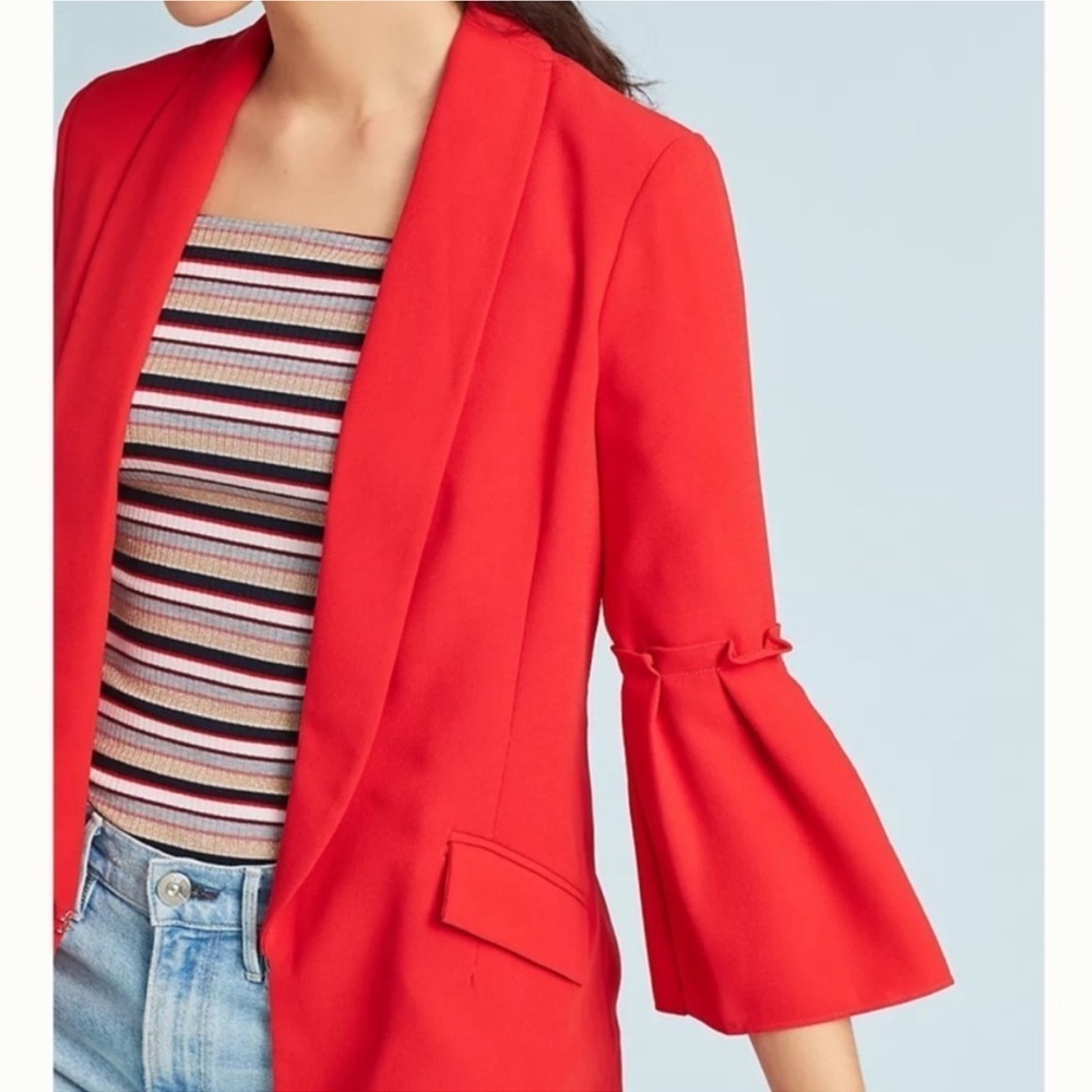 Greylin Red Blazer w/ Bell Sleeves from Anthropologie Size Small